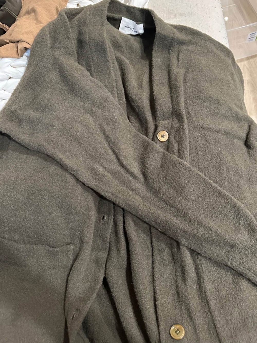 Aritzia Wilfred Olive Green Cardigan